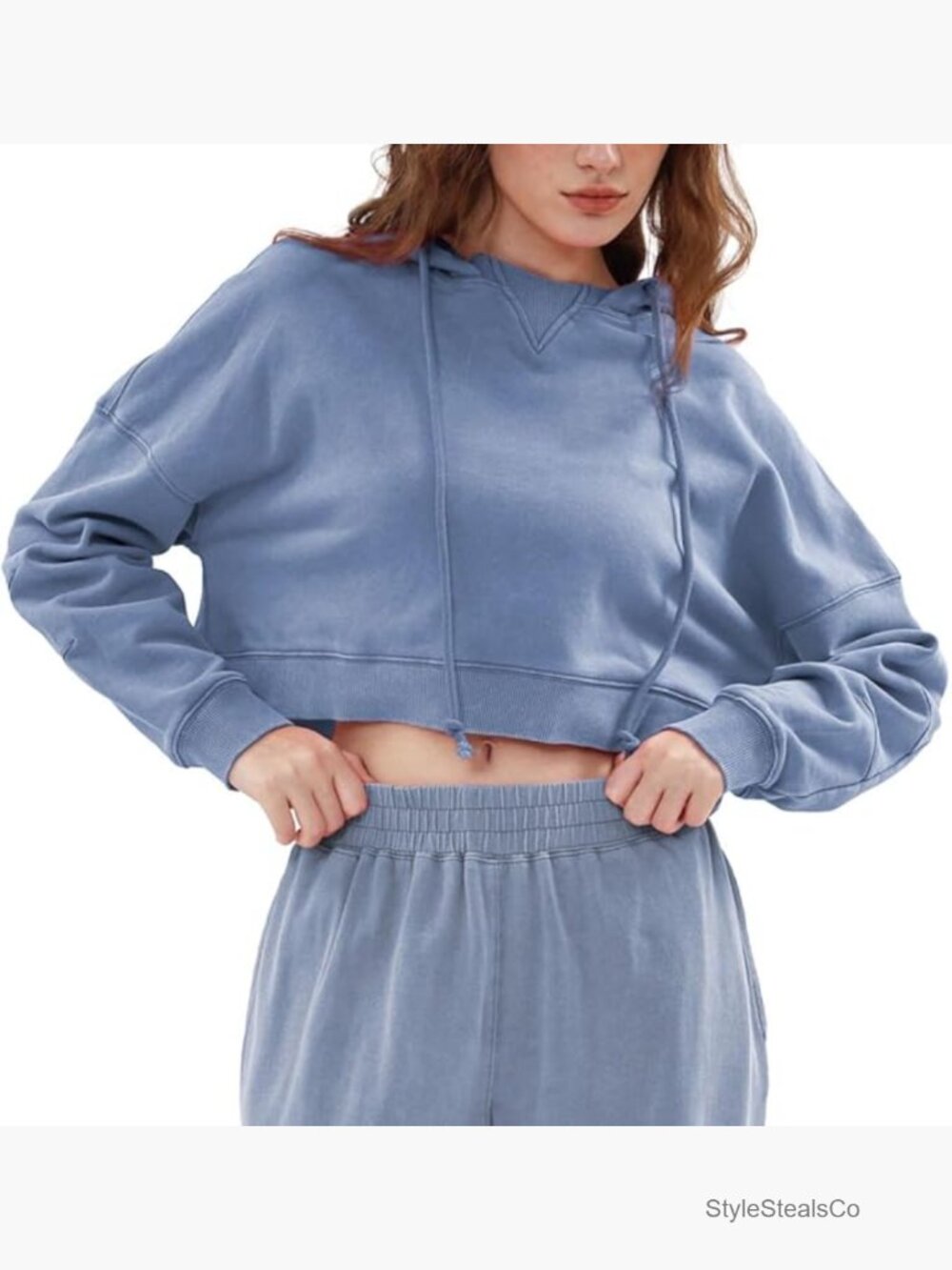 Oversized Cropped Hoodie Long Sleeve Pullover Sweatshirt